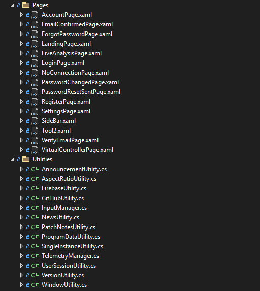 The list of utility and page scripts.